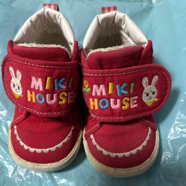 ミキハウス うさこちゃん ベビーシューズ 赤13cm ベビーシューズ 女の子