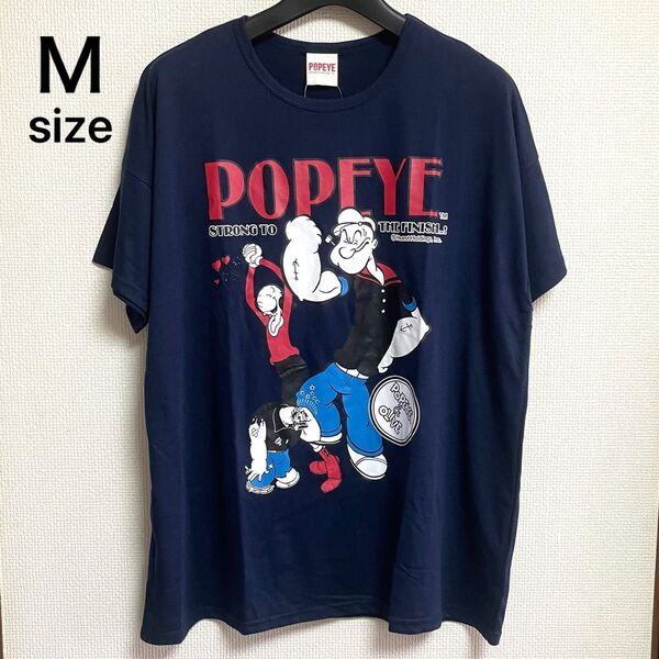 未使用タグ付き Mサイズ ビッグシルエット ポパイ 半袖プリントTシャツ ネイビー カットソー ユニセックス 男女兼用