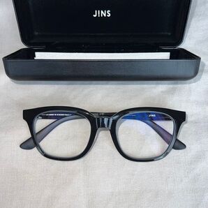 【美品】JINS メガネ 無敵コーティング/度なし/ケース付き