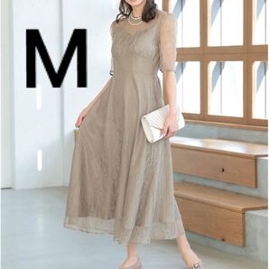 【プレフェリール】結婚式 お呼ばれ ドレス M ハイウエスト バックリボン ロング ワンピース
