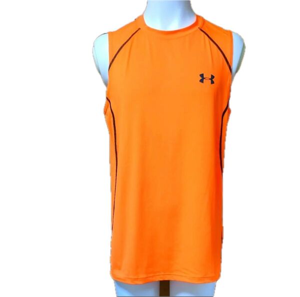 アンダーアーマーノースリーブTシャツLG オレンジ サイドメッシュ切替えが機能的 タンクトップUNDER ARMOUR