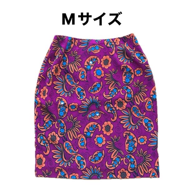 MFSSINA スカート ペイズリー柄 花柄 パープル Mサイズ ポリエステル ひざ丈 総柄