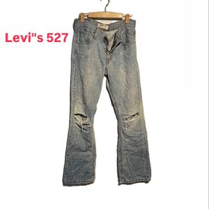 Levi''s リーバイス527 赤タグ USA製 銅ボタン 雰囲気抜群!!ダメージジーンズ W30 L30 古着 送料無料!!