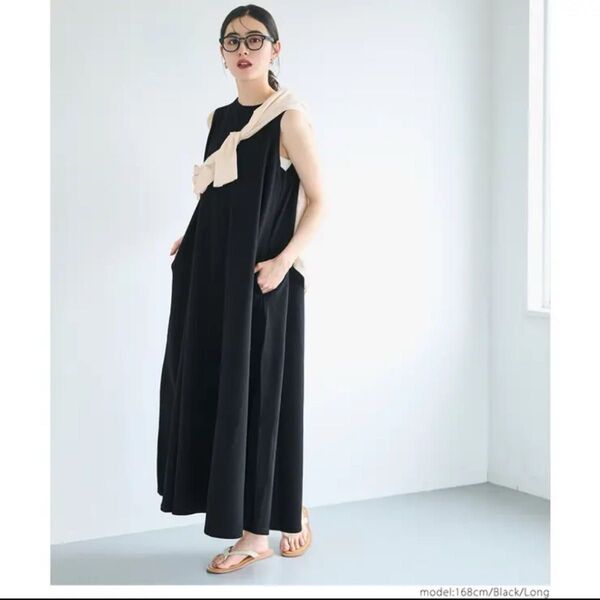coca 新品 タグなし エンボス加工マキシ丈ノースリーブワンピース エンボス Aライン ワンピース ロング