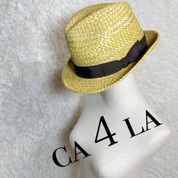 ca4la 天然草×麻編み込み 中折れハット リボン ウィーブトシ