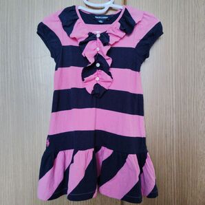 RALPH LAUREN ボーダー柄ワンピース ピンク 80