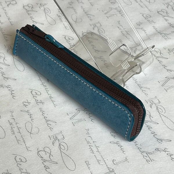 D82【ロロマレザー 牛本革】 L字ファスナー ペンケース 筆箱 ハンドメイド