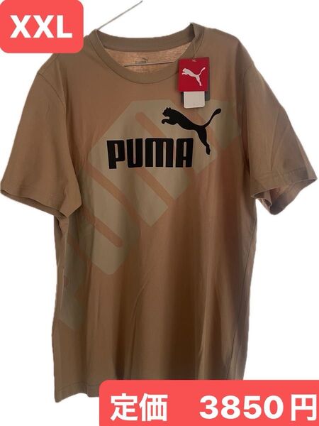 XXL 新品タグ付き PUMA ロゴ入りTシャツ ベージュ系