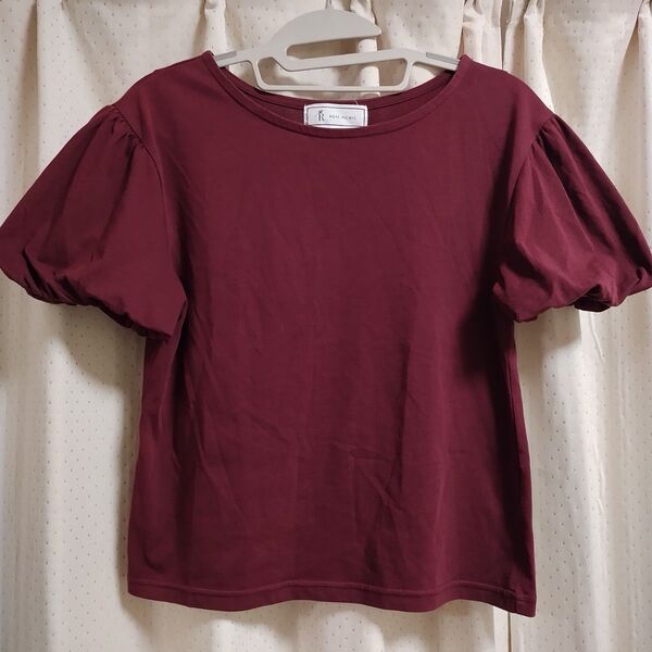 ロペピクニック パフスリーブ カットソー Tシャツ 半袖 ROPE PICNIC 臙脂色 ワインレッド