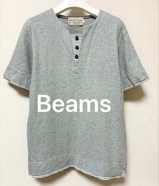 Beams ビームス Tシャツ グレー 半袖 カットソー クルーネック 半袖Tシャツ 無地 メンズS