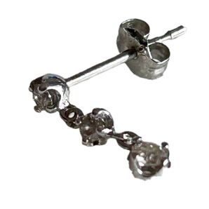 オファーあり★*片方売りK18WG18金ダイヤモンドデザインピアス 刻印有0.08 3連 ピアス ダイヤ PT900 プラチナ