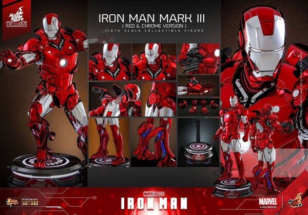 ホットトイズ MMS744D64 アイアンマン・マーク3レッド&シルバー・クロムカラー限定版Iron Man Mark 3 Red