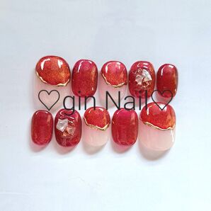 ネイルチップ フラッシュマグ ミラーネイル ベリーショート 現品 レッド
