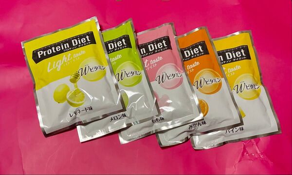 お試し! 1食おきかえダイエット★DHC プロティンダイエット ライトテイスト 5味×各1袋。※未開封・賞味期限26年9月※