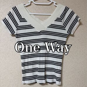 One Way ワンウェイ ボーダー サマーニット トップス 半袖ニット