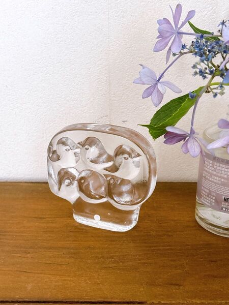 フィンランドヴィンテージ iittala ガラスのオブジェ ことり