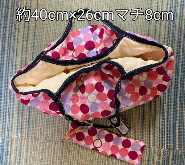 サマーセール★お値下げ★Sarra BARIハンドメイド風バッグ ドット柄 巾着袋付き アジアン風