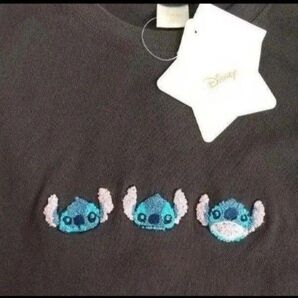 ディズニー リロ&スティッチ 半袖 Tシャツ サガラ刺繍 ダークグレー Mサイズ Disney 完売品 ☆クーポンご利用頂けます☆