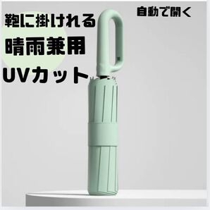 雨晴兼用 UVカット 折りたたみ傘 大きめ 日除け 遮光 日差し 紫外線 雨 梅雨対策 カラビナ 鞄に掛けれる 自動開閉 薄緑