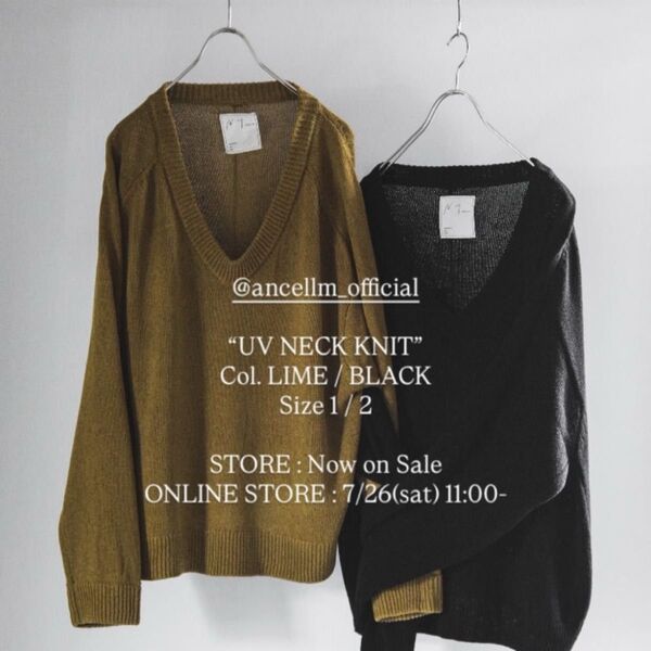 Ancellm uv neck knit lime size2 アンセルム ニット