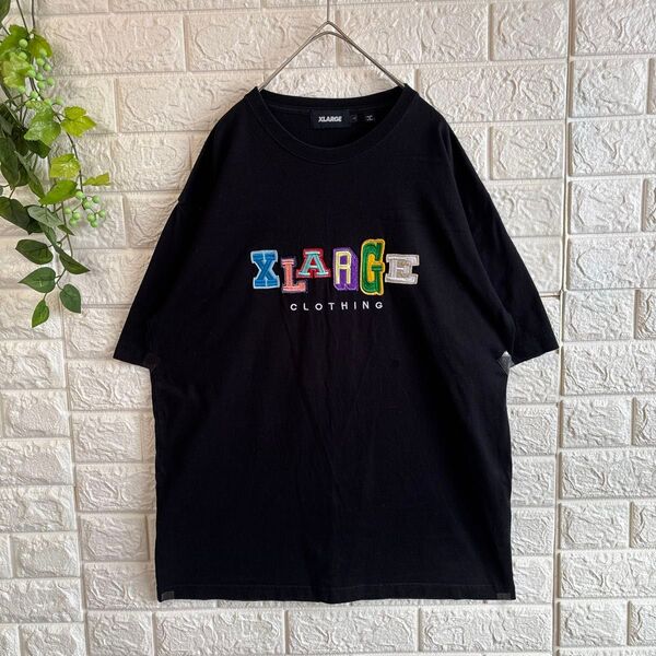 【人気デザイン】X-LARGE エクストララージ カラフル 刺繍 ロゴ tシャツ