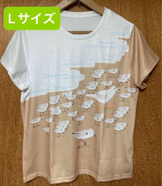 砂浜のカモメさん♪ 鳥柄 半袖Tシャツ Lサイズ