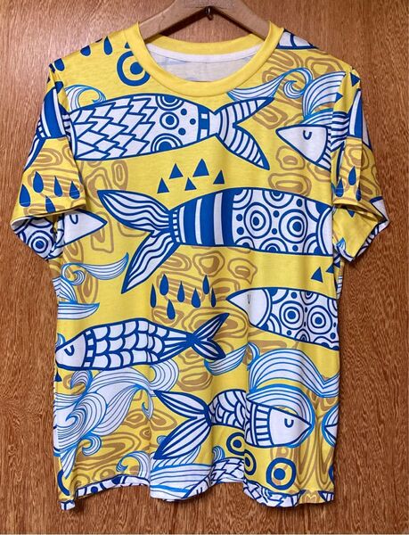 お魚さん柄 半袖Tシャツ Lサイズ