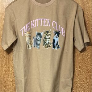 4匹の子猫たち♪ 猫柄 半袖Tシャツ ブラウン Sサイズ