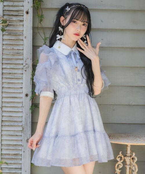 新品未開封★ ROJITA 大きめサイズM 花柄半袖ミニワンピースシフォン 量産型 地雷系 ロジータ♪