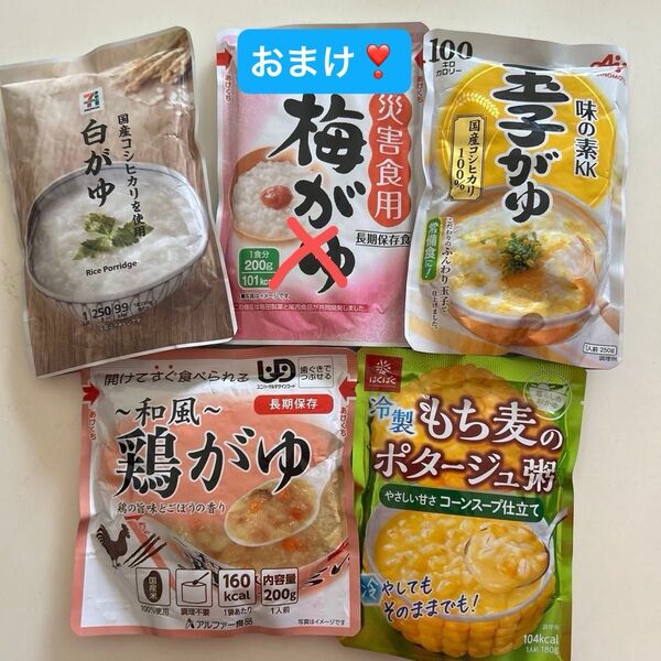 レトルト食品 保存食 レトルト食品 鶏がゆ もち麦の ポタージュがゆ玉子がゆ 5種詰め合わせ