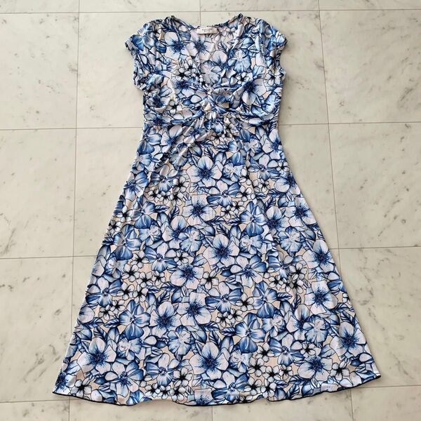 FIFILLES Paris フランス製 ストレッチ 花柄 ワンピース T1