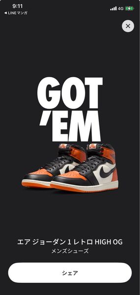 新品未使用 Nike Air Jordan 1 Retro High OG "Shattered Backboard" 30cm