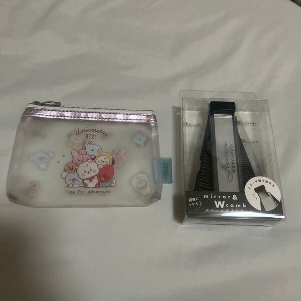 BT21 ポーチとmirror & Wcomb 2個セット