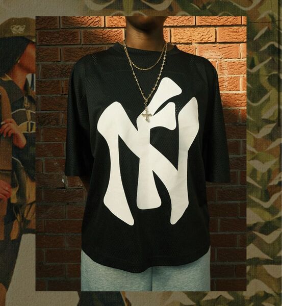 NY ロゴ メッシュ Tシャツ ブラック ビッグシルエット ストリート