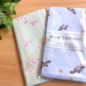 新品 日本製 手ぬぐい ②枚セット動物 はな柄 総柄 日本風 プレゼント用人気