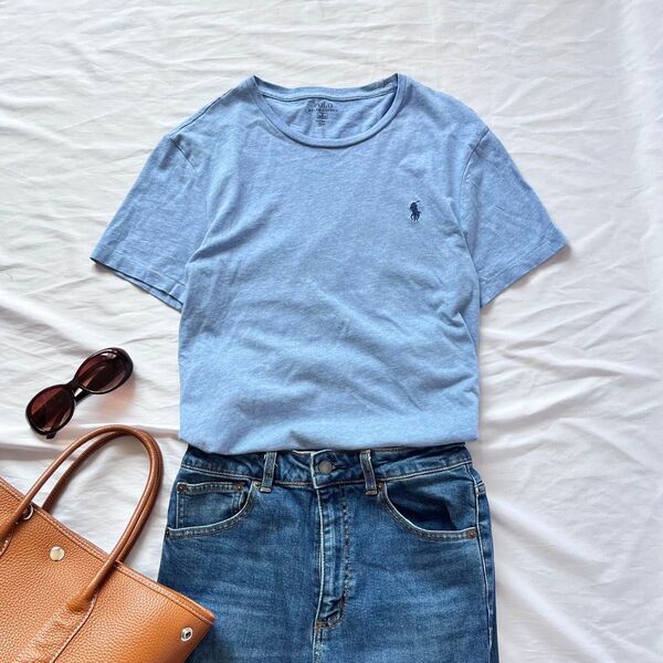 ポロ ラルフローレン クルーネック Tシャツ 水色 半袖 トップス POLO Ralph Lauren ブルー