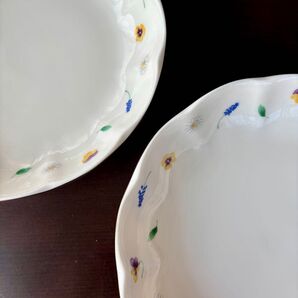 新品未使用 アダム&イヴ たち吉 深皿 カレー皿 パスタ皿 2枚セット 洋食器 花柄食器 ペア