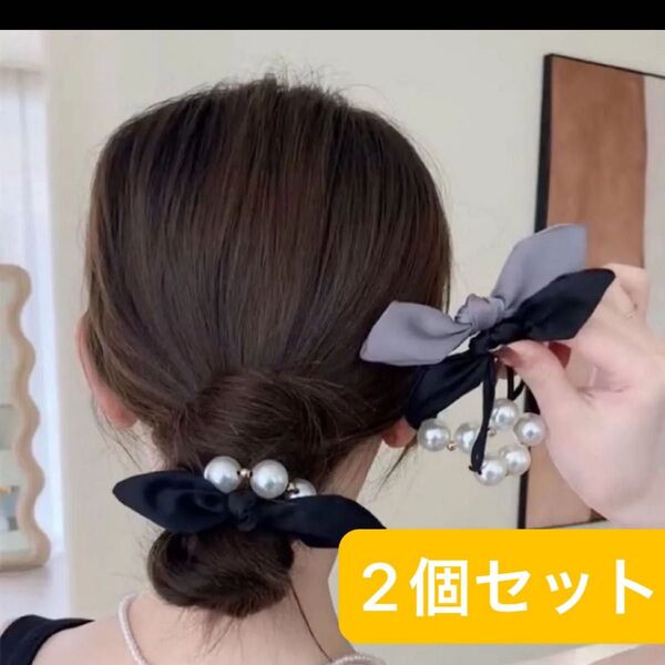 3連 パール リボン ヘアゴム シュシュ ヘアアクセサリー 韓国 髪留め 髪飾り まとめ売り
