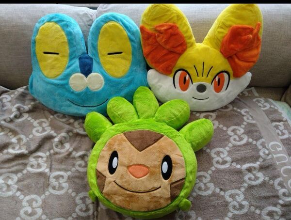 ポケモンセンター フェイスクッション 2014 3個 ポケモン ぬいぐるみ フェイスぬいぐるみ ハリマロン☆フォッコ☆ケロマツ☆