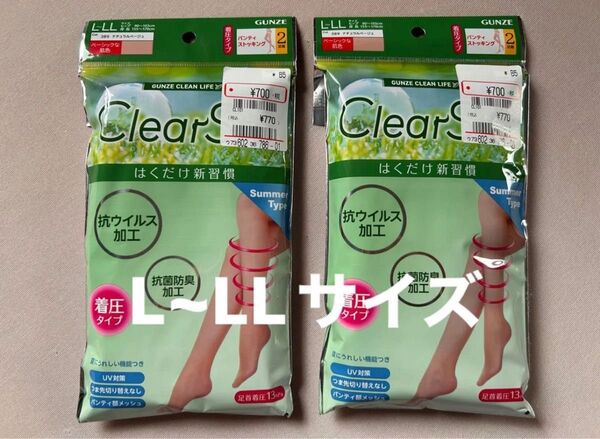GUNZE グンゼ レディース パンティストッキング Summer Type L~LLサイズ 2枚組 2セット ナチュラルベージュ