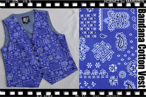 XLサイズ　Bandana Cotton Vest バンダナコットンベストブルー新品