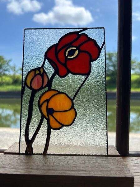 ステンドグラス フラワーパネル ハンドメイド