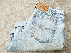 ～90s USA製 levi's リーバイス 550 ショーツ ケミカルウォッシュ w32 90年代 アメリカ製 デニムショーツ