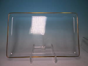 ☆西洋アンティーク・リキュールグラスセット用の金縁硝子皿 29,6cm
