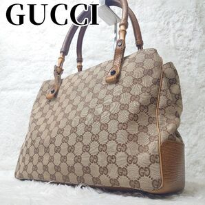 GUCCI グッチ トートバッグ ハンドバッグ バンブー GGキャンバス 112526
