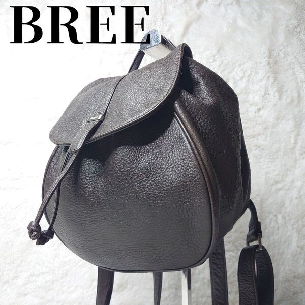 BREE リュック バックパック レザー 本革 巾着 ダークブラウン ミニリュック