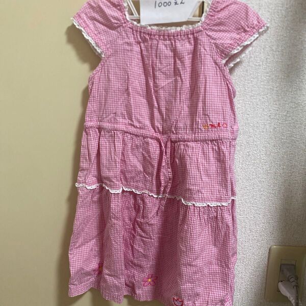 ミキハウス 110 ワンピース 半袖 女の子 ピンク