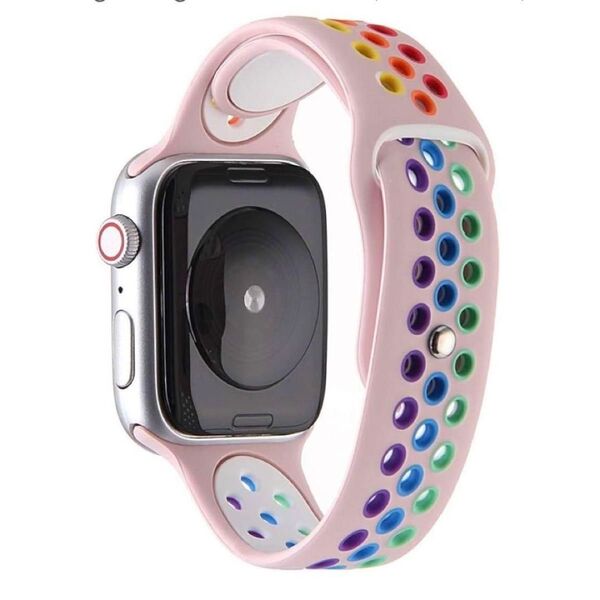 AppleWatchバンド Series 6&SE&5&4 44mm ピンク カラフル スポーツ アップルウォッチ ベルト