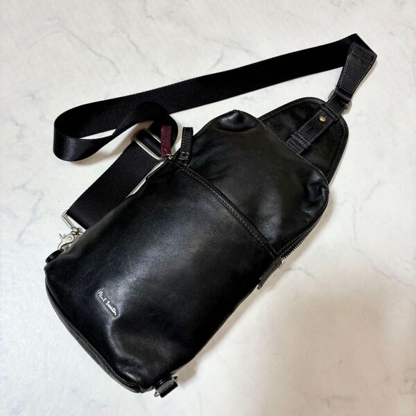 Paul Smith ポールスミス ボディバッグ ショルダーバッグ オールレザー 本革 ワンショルダー 斜めがけ ブラック 黒