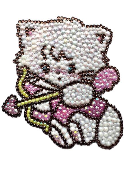 デコうちわ ストーンデコ パーツ ラインストーン 猫 ピンク ハンドメイド ムース ミルキーストーン